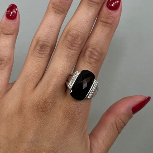 David Yurman Black Onyx Diamond Ring - Picture 6 of 7